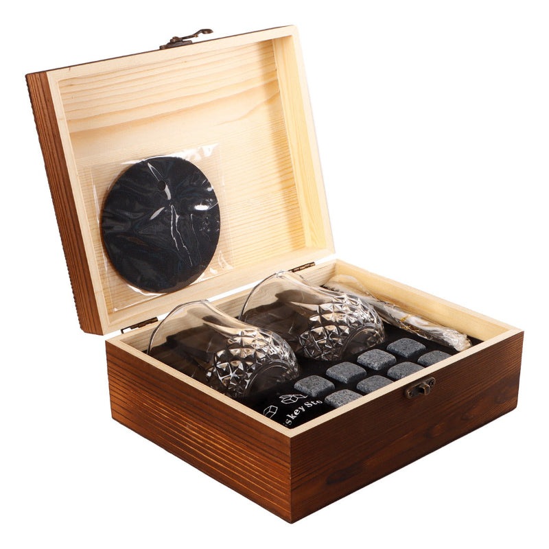 KIT PREMIUM DE WHISKY CON CAJA DE MADERA